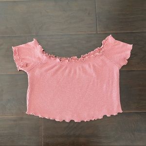 Light Pink Off The Shoulder Crop Top